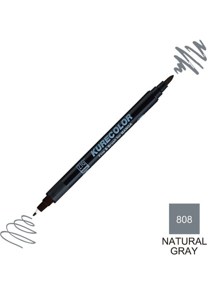 Kurecolor Mangaka Fine&brush Çift Taraflı Kalem CNKC-2200 No 808 Natural Gray