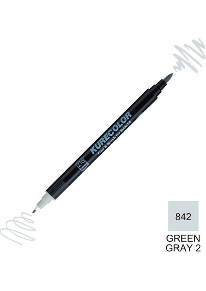 Kurecolor Mangaka Fine&brush Çift Taraflı Kalem CNKC-2200 No 842 Green Gray 2 fiyatları