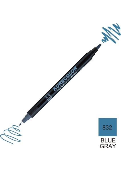 Kurecolor Mangaka Fine&brush Çift Taraflı Kalem CNKC-2200 No 832 Blue Gray fiyatları