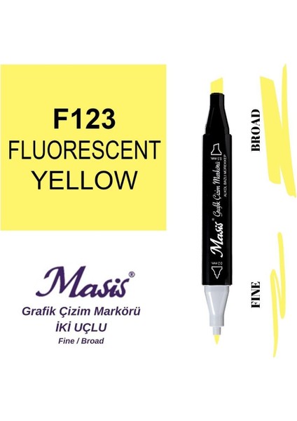 Twin Çift Uçlu Marker Kalemi 123 Fluorescent Yellow