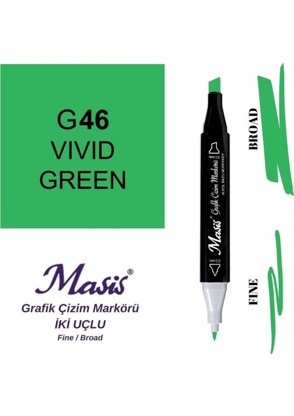 Twin Çift Uçlu Marker Kalemi 46 Vivid Green