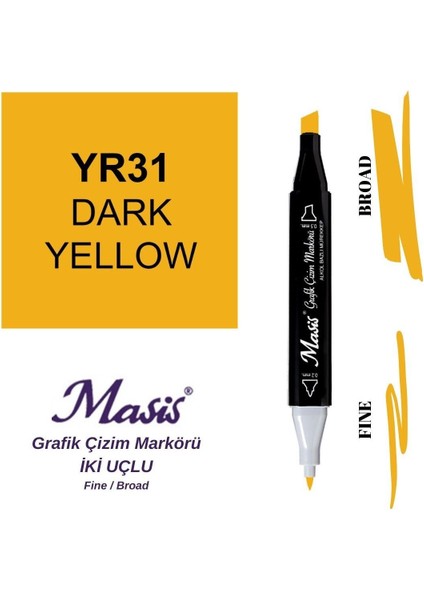 Twin Çift Uçlu Marker Kalemi 31 Dark Yellow