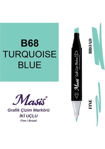Twin Çift Uçlu Marker Kalemi 68 Turquoise Blue