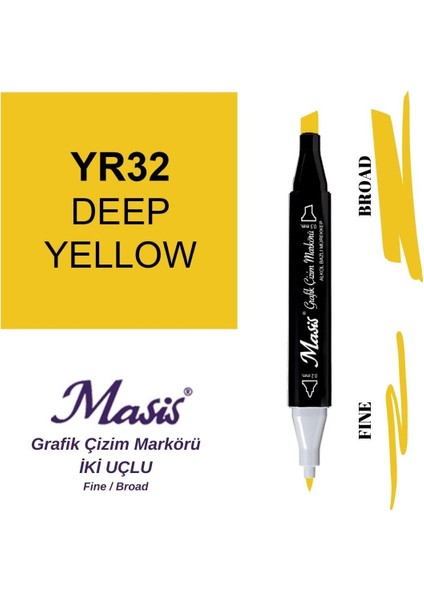 Twin Çift Uçlu Marker Kalemi 32 Deep Yellow