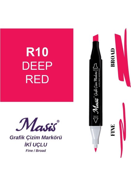 Twin Çift Uçlu Marker Kalemi 10 Deep Red