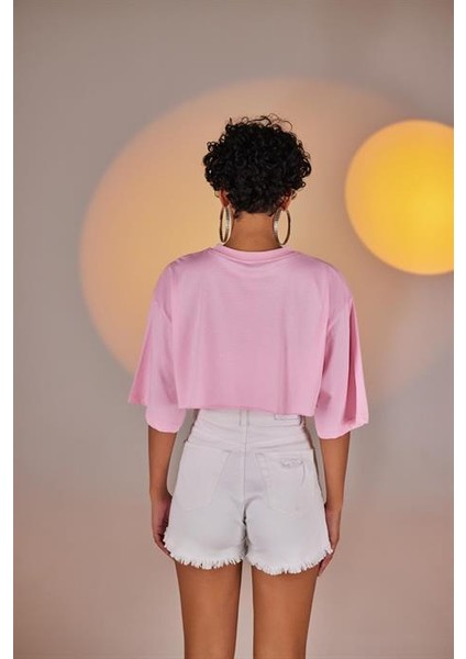 Holly Crop Tshirt Pembe modelleri