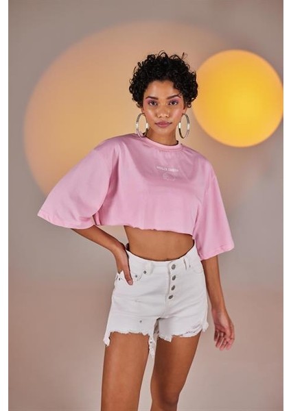 Holly Crop Tshirt Pembe indirimleri
