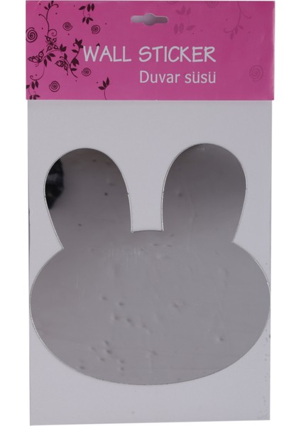 Duvar Süsü Aynalı (Sticker) Tavşan Şekilli Duvar Dekoratif Süsü