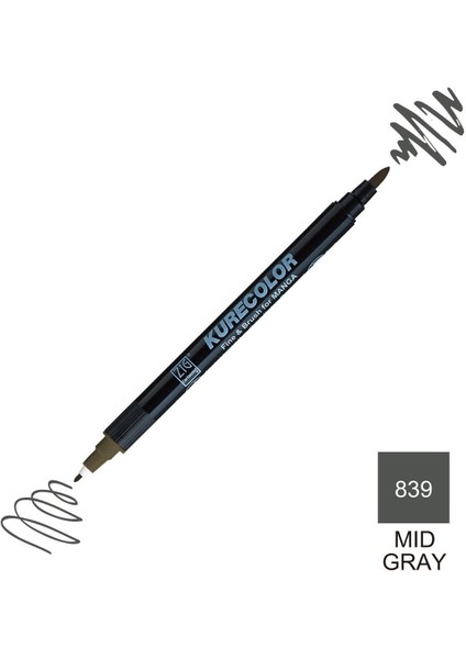 Kurecolor Mangaka Fine&brush Çift Taraflı Kalem CNKC-2200 No 839 Mid Gray fiyatları