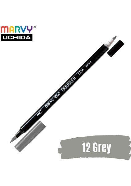 Artist Brush Pen 1800 Çift Taraflı Firça Uçlu Kalem 12 Grey