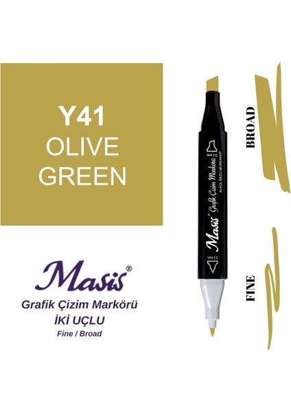 Twin Çift Uçlu Marker Kalemi 41 Olive Green