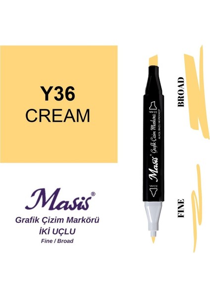 Twin Çift Uçlu Marker Kalemi 36 Cream
