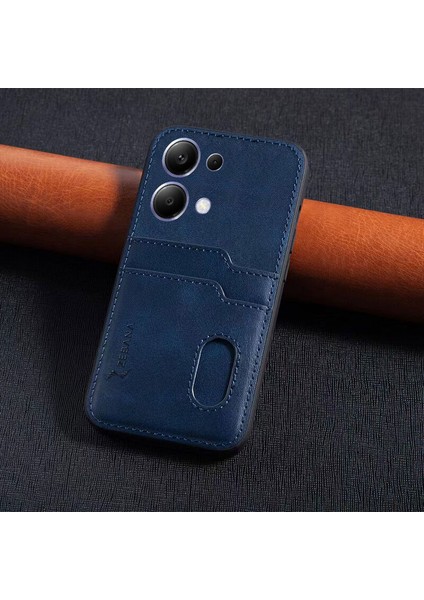 Xiaomi Poco X6 Uyumlu Kılıf Zebana Kartlıklı Lüx Deri Kılıf Lacivert