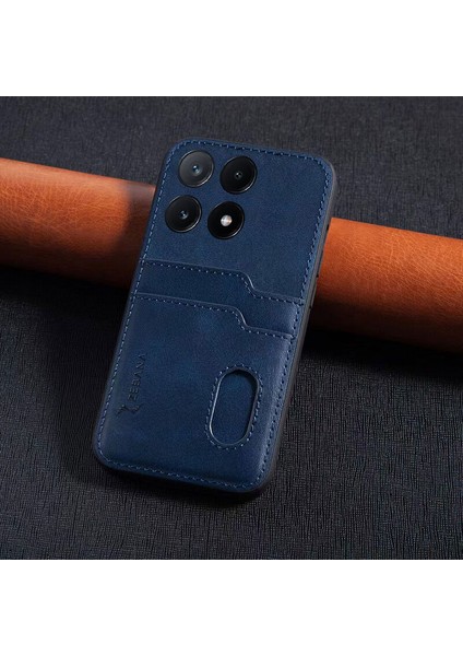 Xiaomi Poco X6 Pro 5g Uyumlu Kılıf Zebana Kartlıklı Lüx Deri Kılıf Lacivert