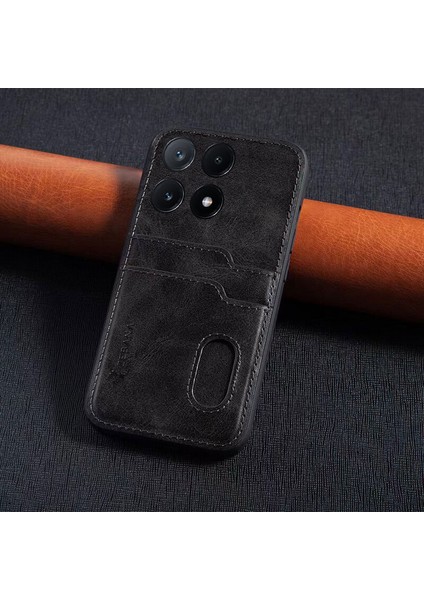 Xiaomi Poco X6 Pro 5g Uyumlu Kılıf Zebana Kartlıklı Lüx Deri Kılıf Siyah