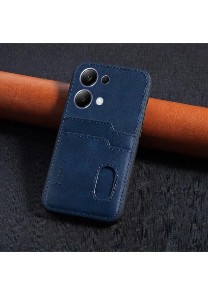 Xiaomi Poco M6 Pro Uyumlu Kılıf Zebana Kartlıklı Lüx Deri Kılıf Lacivert