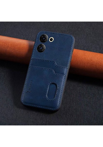Tecno Camon 20 Pro 4g Uyumlu Kılıf Zebana Kartlıklı Lüx Deri Kılıf Lacivert