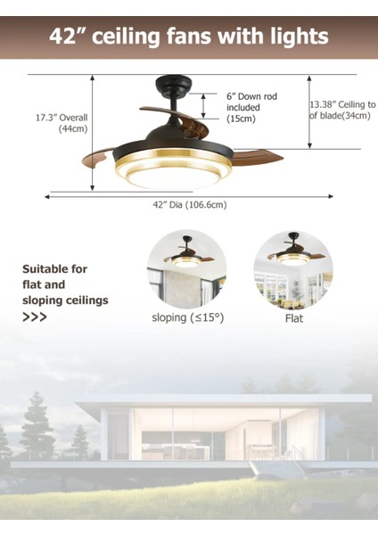 Dlc Vespero LED Tavan Vantilatörü Kumandalı 106 cm