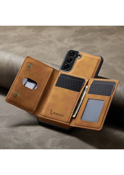 Samsung Galaxy S21 Fe 5g Uyumlu Kılıf Zebana 2in1 Elite Class Cüzdanlı Deri Kılıf Kahverengi fiyatları