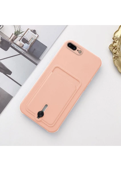 Apple iPhone 7 Plus Uyumlu Kılıf Zebana Kartlıklı Sweet Yumuşak Silikon Kılıf Rose Gold