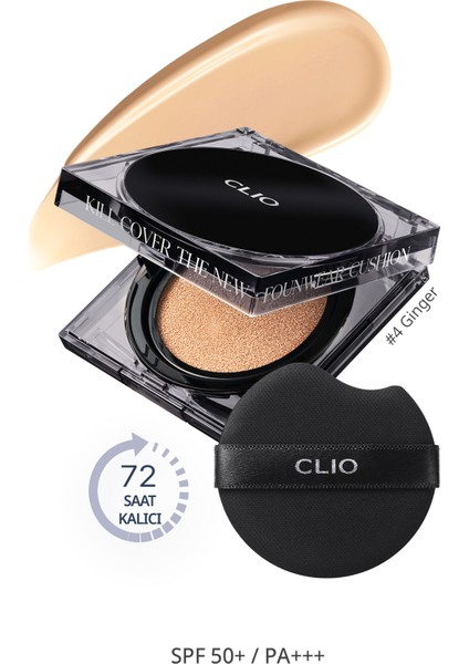 Kalıcı Kapatıcı Cushion Clio Kill Cover The New Founwear Cushion +Refill (4 Ginger) SPF50+ Pa+++