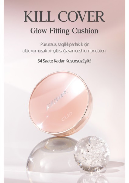 Işıltılı Görünüm Sunan Cushion Clio Kill Cover Glow Fitting Cushion+Refill Spf50+/PA+++ (3 Linen) modelleri