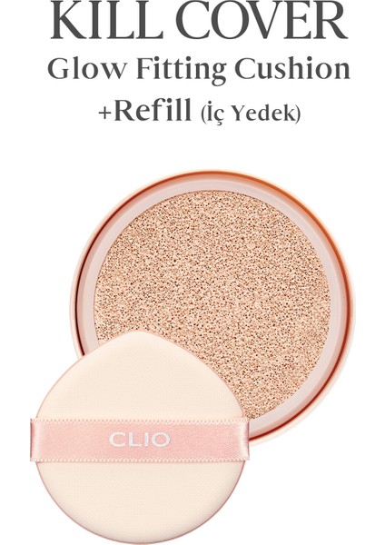 Işıltılı Görünüm Sunan Cushion CLIO Kill Cover Glow Fitting Cushion+Refill Spf50+PA+++ (4 Ginger) modelleri