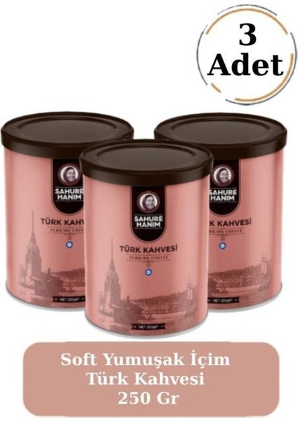 Premium Taze Öğütülmüş Bol Köpüklü Özel Silindir Kutu Soft Yumuşak Içim Türk Kahvesi 250 gr (3 Adet)