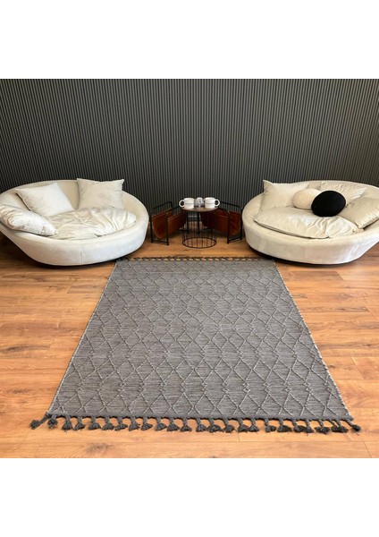 Saraz Halı Macro Home Stıl Kilim 1603 Gri Salon Halısı Koridor Halısı Mutfak Halısı Yolluk