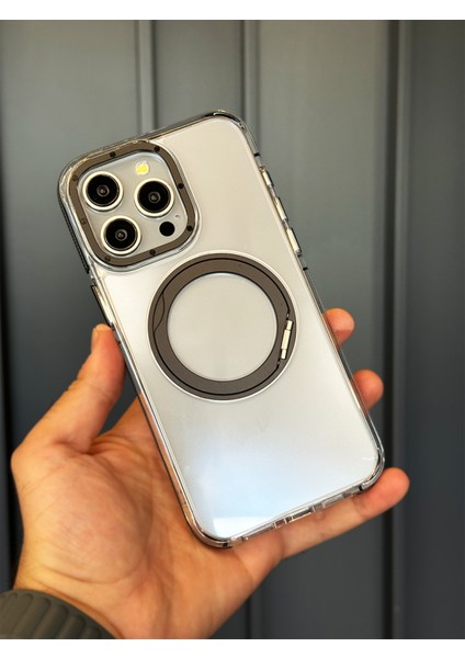 iPhone 15 Pro Max Kılıf Ayarlanabilir Stant Özellikli Magsafe Destekli Sararmaz Lüx Kılıf
