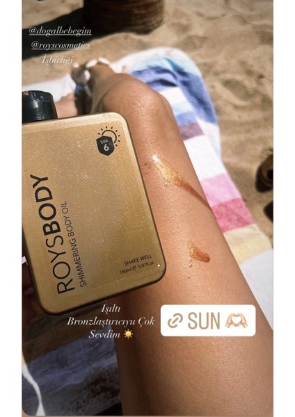 Yoğun Bronzlaştırıcı Altın Işıltılı Güneş Yağı SPF 6 150 Ml