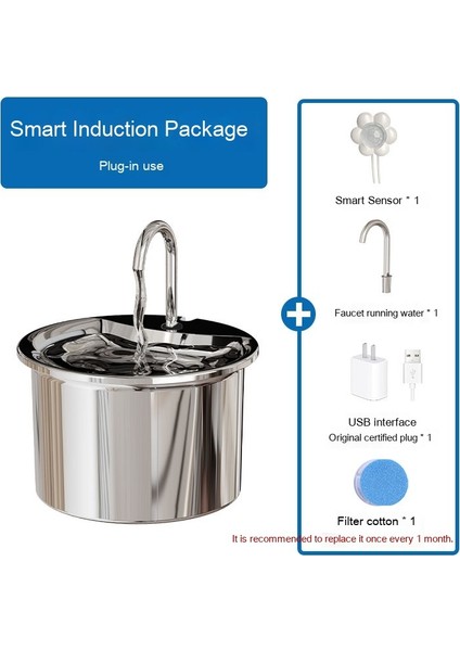 Kedi Su Sebili, Tüm Paslanmaz Çelik Musluk, Sirkülasyon Suyu, Otomatik Su Sebili, Köpek Içme Suyu Akıllı，kedi Köpek Su Pınarı (Yurt Dışından)