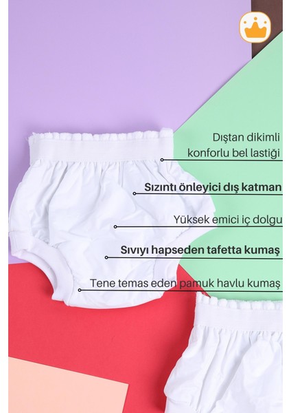 Babyhola 10-15kg 2'li Yıkanabilir Yüksek Emici Alıştırma Külodu Pembe-Beyaz 1400