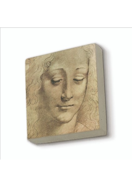 Baş Etüdü Leonardo Da Vinci Baskılı Doğaltaş MAGNETKRG-138BUZDOLABI Süsü