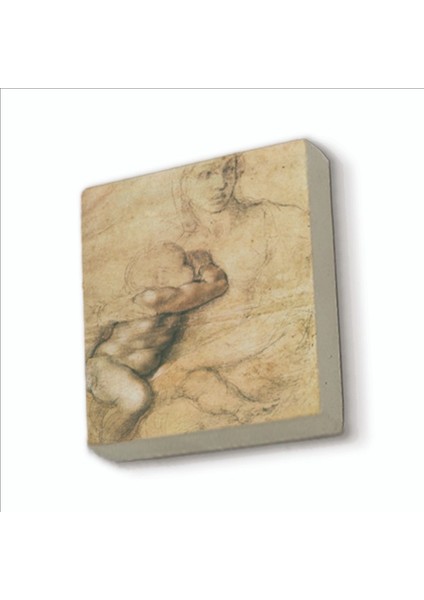 Eskiz Çizim Leonardo Da Vinci Baskılı Doğaltaş MAGNETKRG-140BUZDOLABI Süsü