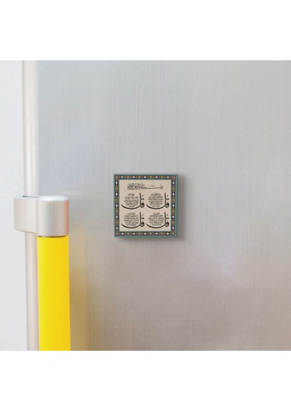 4 Kul Kafirun, Ihlas, Felak ve Nas Sureleri Baskılı Doğaltaş MAGNETKH-081BUZDOLABI Süsü modelleri