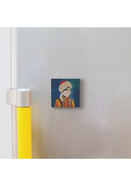 Sarıklı Osmanlı Kedisi Baskılı Doğaltaş MAGNETKRT-067BUZDOLABI Süsü modelleri