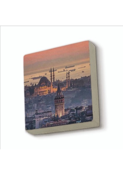 Galata Kulesi + Süleymaniye Camii Baskılı Doğaltaş MAGNETKRT-024BUZDOLABI Süsü