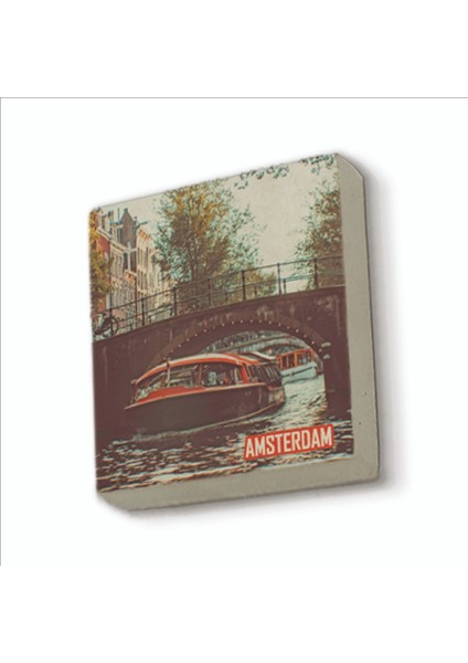 Amsterdam Görseli Baskılı Doğaltaş MAGNETKRG-016BUZDOLABI Süsü