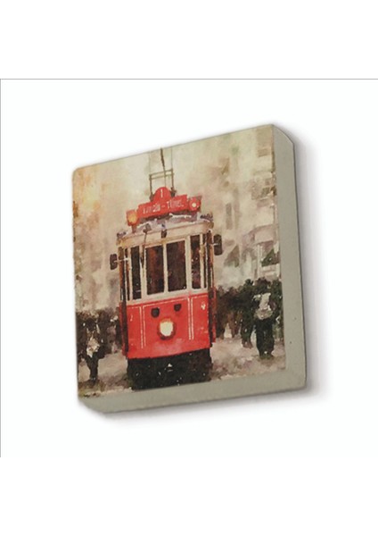 Nostaljik Tramvay Baskılı Doğaltaş MAGNETKRT-047BUZDOLABI Süsü