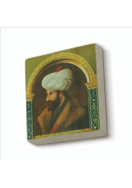 Fatih Sultan Mehmet Değiştirilmiş Çizim Baskılı Doğaltaş MAGNETKRT-089BUZDOLABI Süsü