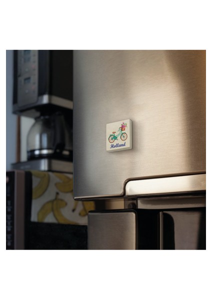 Hollanda Bisklet Görseli Baskılı Doğaltaş MAGNETKRG-030BUZDOLABI Süsü fiyatları