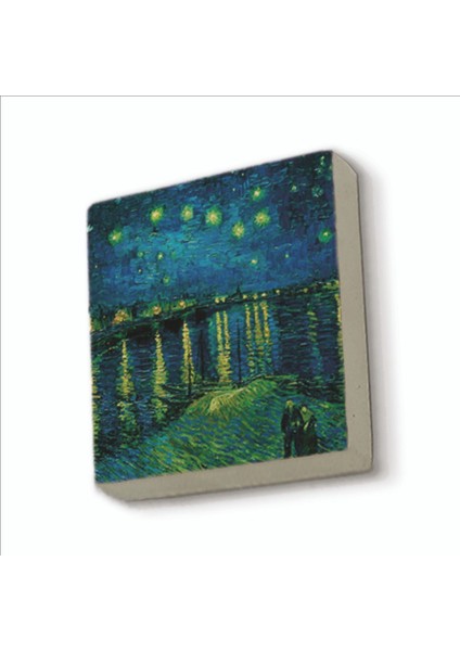 Ren Nehrinde Yıldızlı Bir Gece Vincent Van Gogh, 1888 Baskılı Doğaltaş MAGNETKRG-136