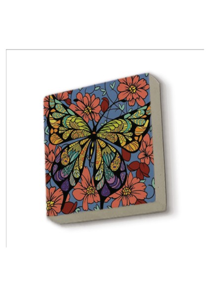 Kelebek Baskılı Doğaltaş MAGNETKRG-152BUZDOLABI Süsü