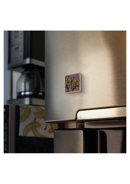 Kelebek Baskılı Doğaltaş MAGNETKRG-152BUZDOLABI Süsü fiyatları