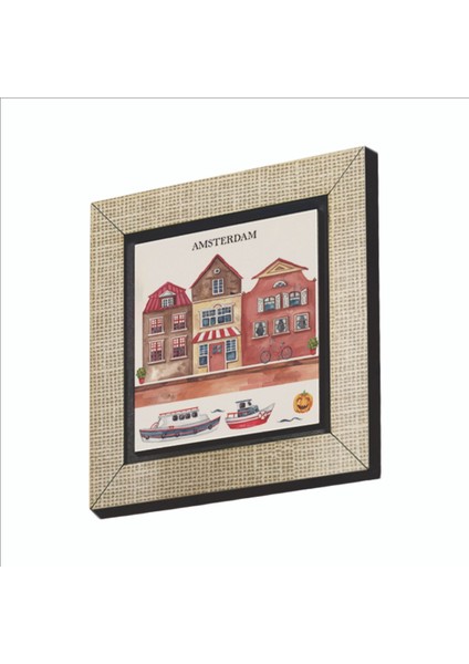 Amsterdam Görseli Baskılı Mdf MAGNETKRG-018BUZDOLABI Süsü