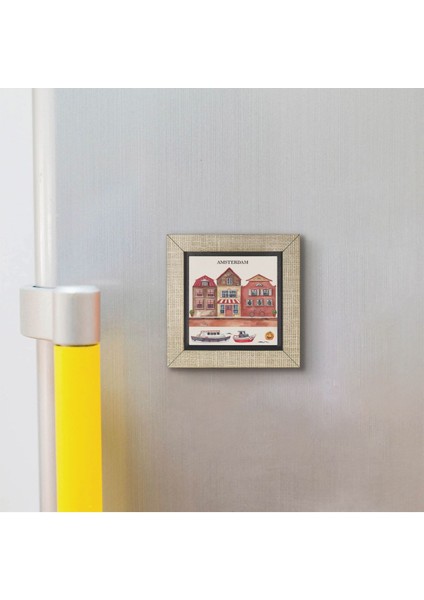 Amsterdam Görseli Baskılı Mdf MAGNETKRG-018BUZDOLABI Süsü modelleri