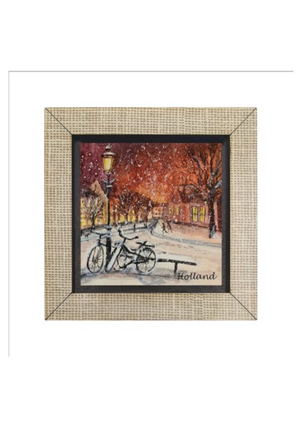 Hollanda Bisiklet Görseli Baskılı Mdf MAGNETKRG-040BUZDOLABI Süsü fırsatları