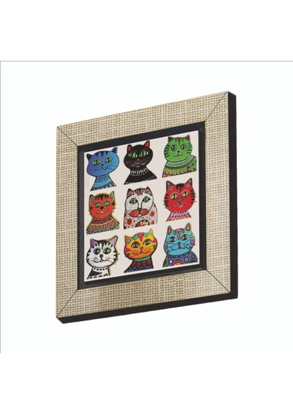 Kediler Baskılı Mdf MAGNETKRG-166BUZDOLABI Süsü