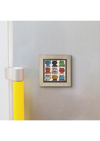 Kediler Baskılı Mdf MAGNETKRG-166BUZDOLABI Süsü modelleri